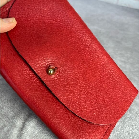 RARE Libby Lane Red Pebbled Leather Envelope Small Pouch Clutch Bag - Picture 3 of 9